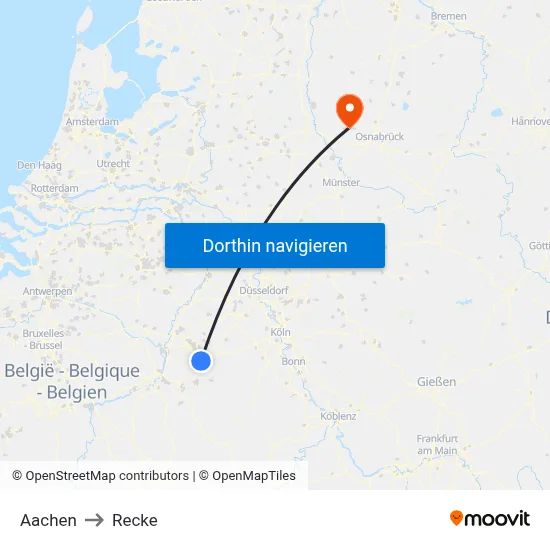 Aachen to Recke map