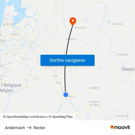 Andernach to Recke map