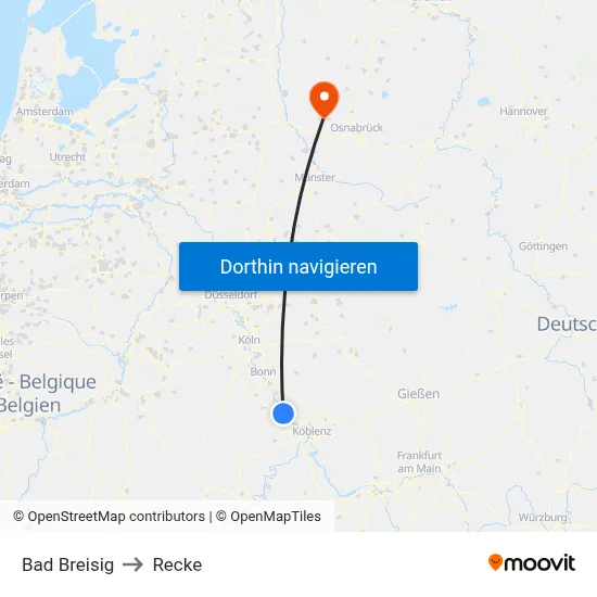 Bad Breisig to Recke map