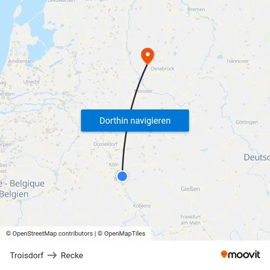 Troisdorf to Recke map