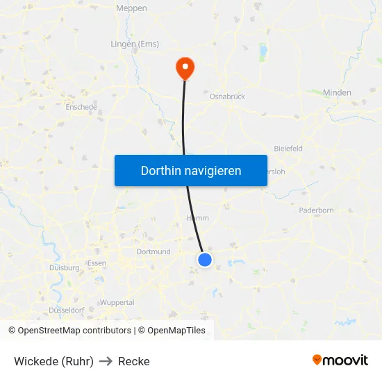 Wickede (Ruhr) to Recke map