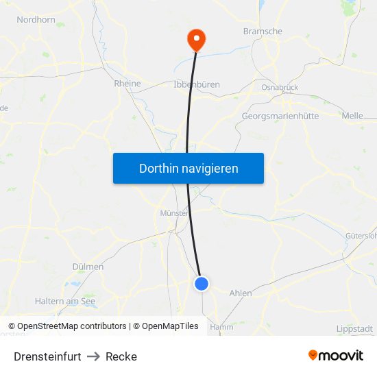 Drensteinfurt to Recke map
