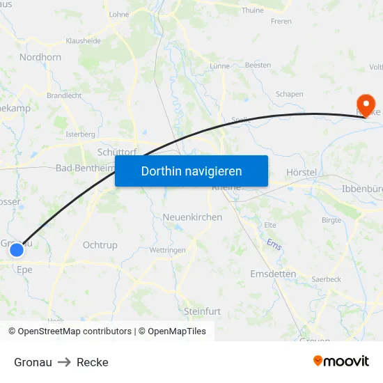 Gronau to Recke map