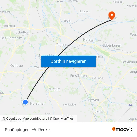 Schöppingen to Recke map