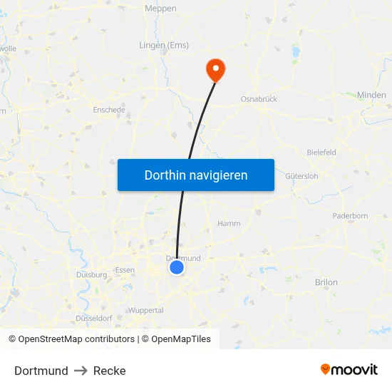 Dortmund to Recke map