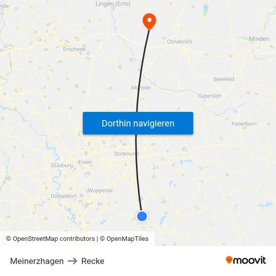 Meinerzhagen to Recke map