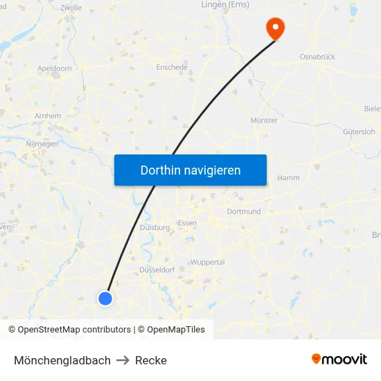 Mönchengladbach to Recke map