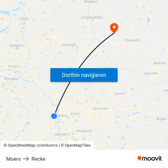 Moers to Recke map