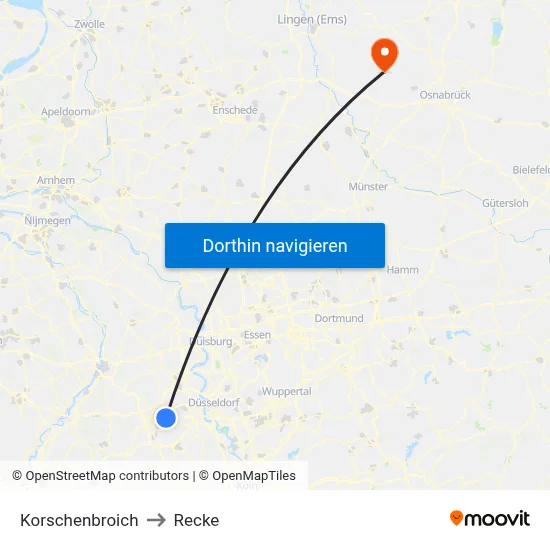 Korschenbroich to Recke map