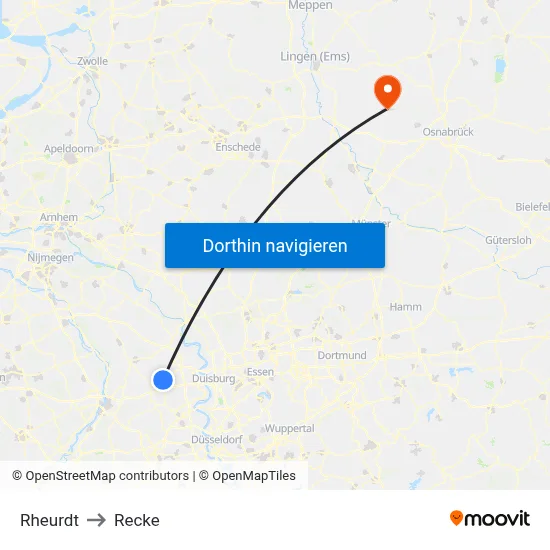 Rheurdt to Recke map