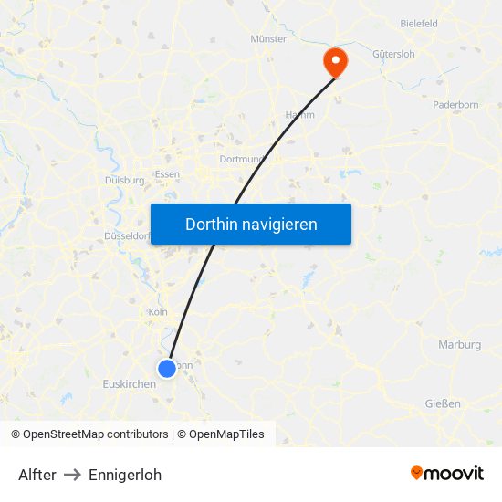 Alfter to Ennigerloh map