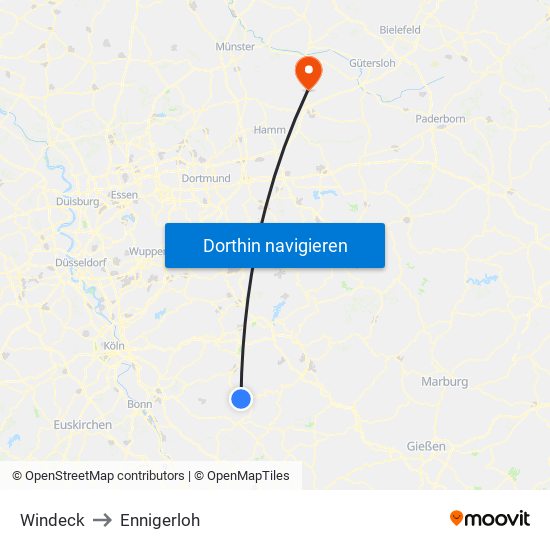 Windeck to Ennigerloh map
