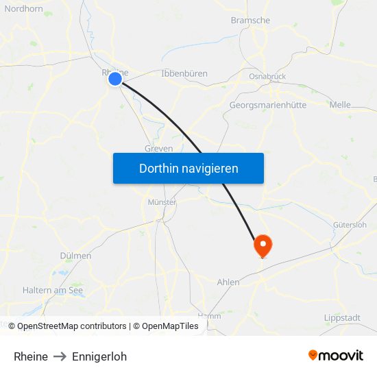 Rheine to Ennigerloh map
