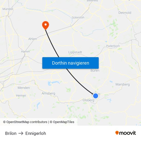 Brilon to Ennigerloh map