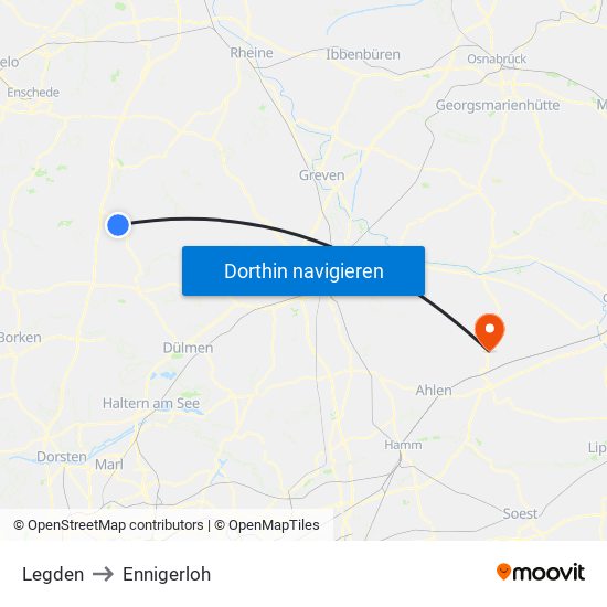 Legden to Ennigerloh map