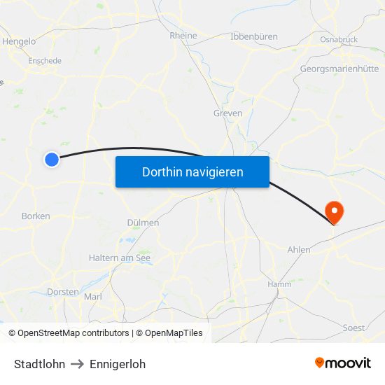 Stadtlohn to Ennigerloh map