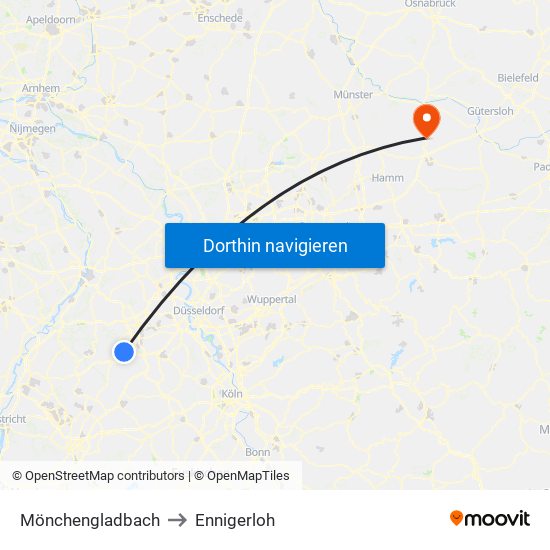 Mönchengladbach to Ennigerloh map
