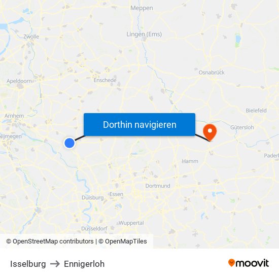 Isselburg to Ennigerloh map