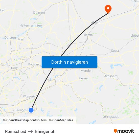 Remscheid to Ennigerloh map