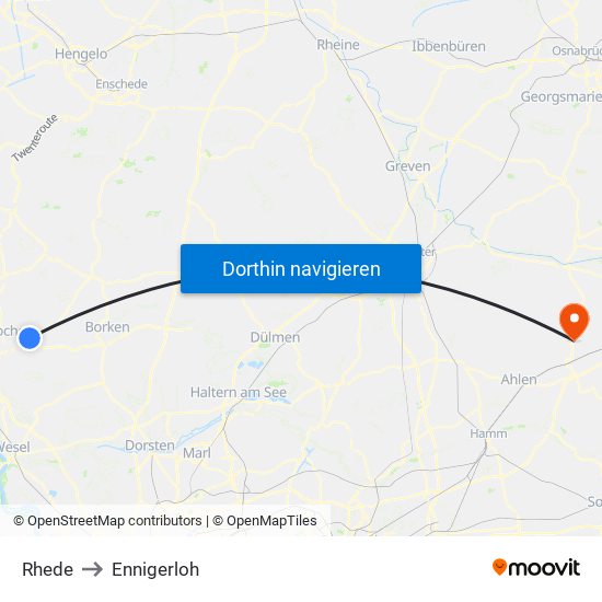 Rhede to Ennigerloh map