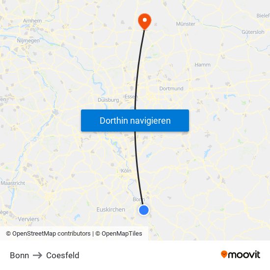 Bonn to Coesfeld map