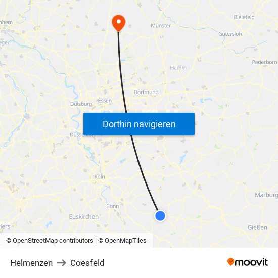 Helmenzen to Coesfeld map