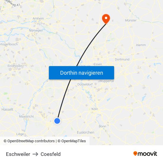 Eschweiler to Coesfeld map