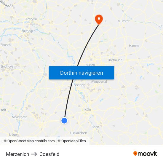 Merzenich to Coesfeld map