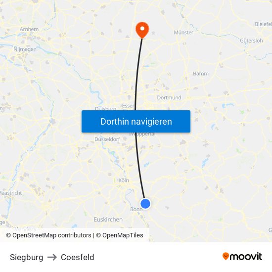 Siegburg to Coesfeld map