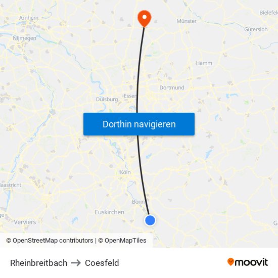 Rheinbreitbach to Coesfeld map