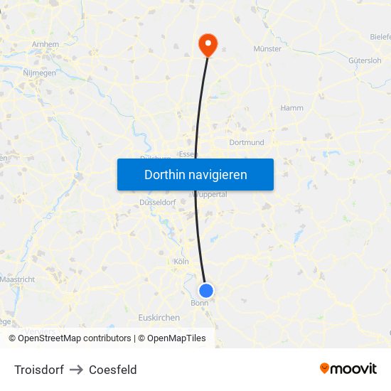 Troisdorf to Coesfeld map