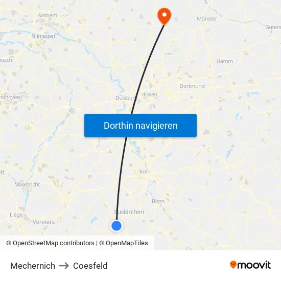 Mechernich to Coesfeld map