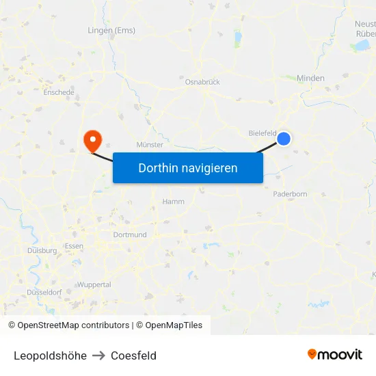 Leopoldshöhe to Coesfeld map