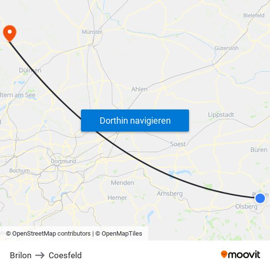 Brilon to Coesfeld map