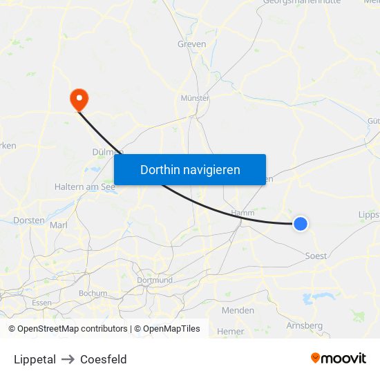 Lippetal to Coesfeld map