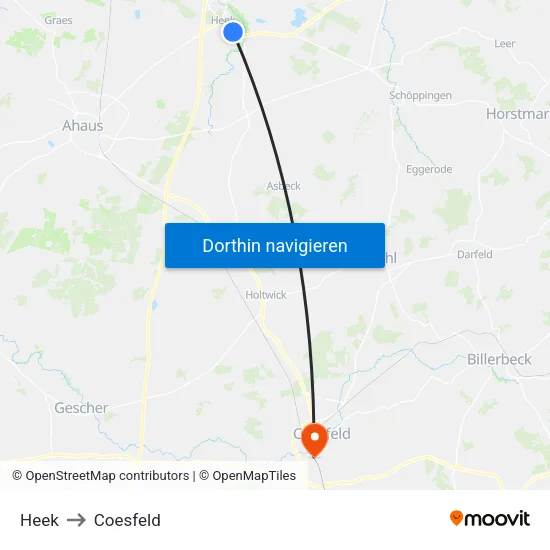 Heek to Coesfeld map