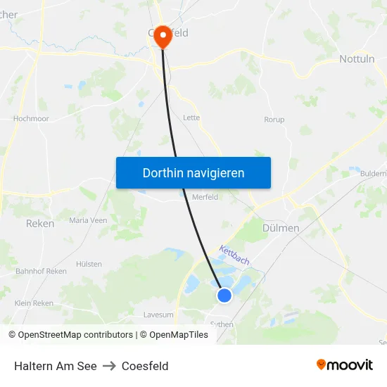 Haltern Am See to Coesfeld map