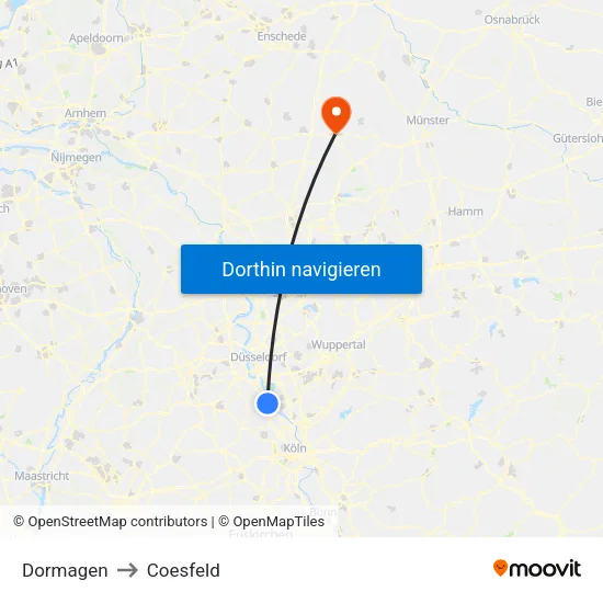 Dormagen to Coesfeld map