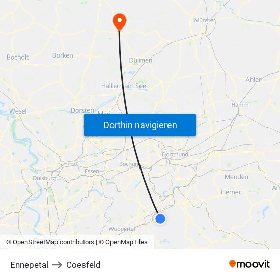 Ennepetal to Coesfeld map