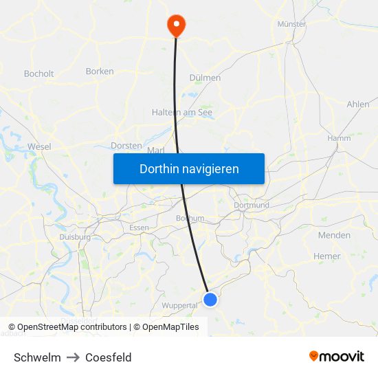 Schwelm to Coesfeld map