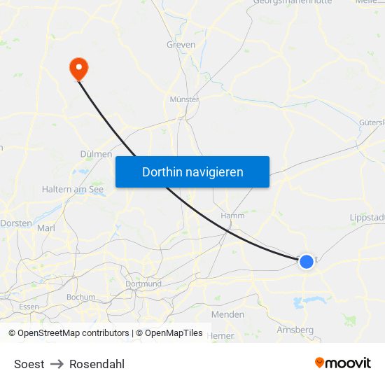 Soest to Rosendahl map