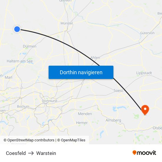 Coesfeld to Warstein map