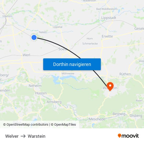 Welver to Warstein map