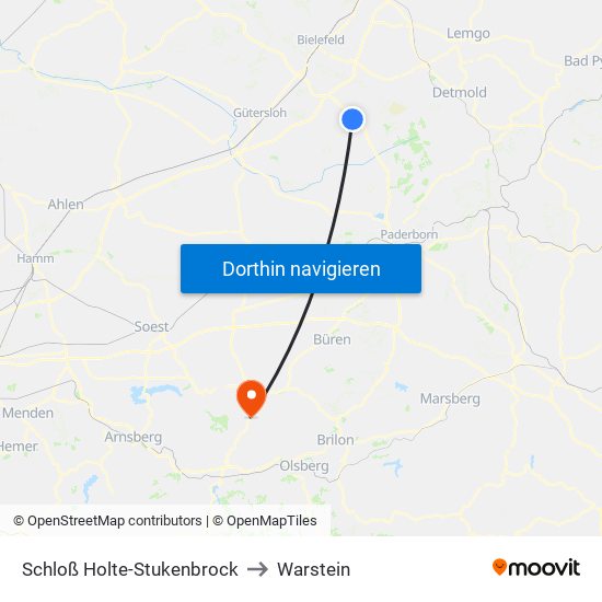 Schloß Holte-Stukenbrock to Warstein map