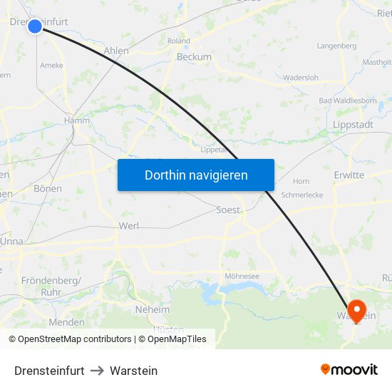 Drensteinfurt to Warstein map