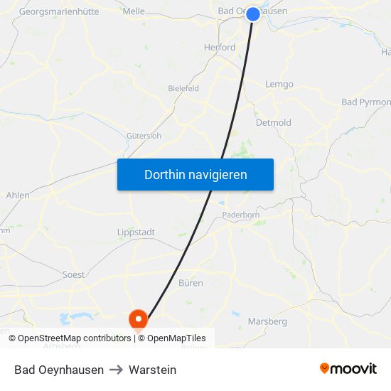 Bad Oeynhausen to Warstein map