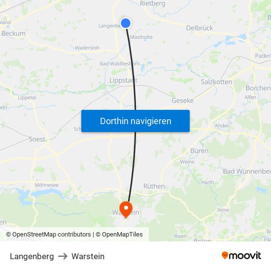 Langenberg to Warstein map