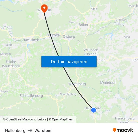 Hallenberg to Warstein map
