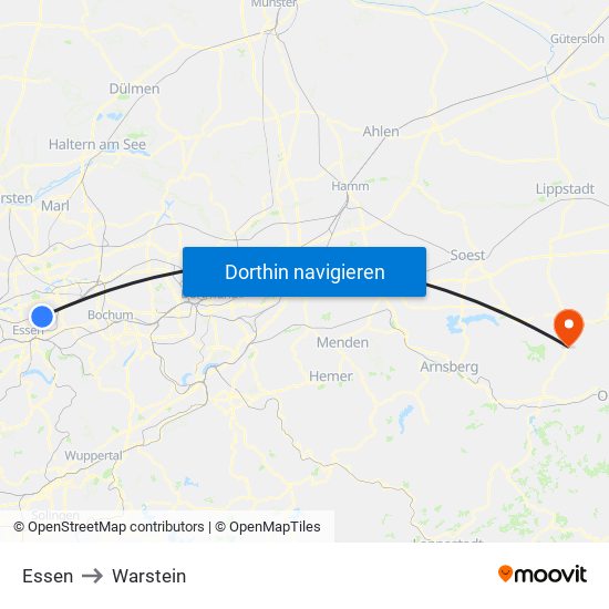 Essen to Warstein map