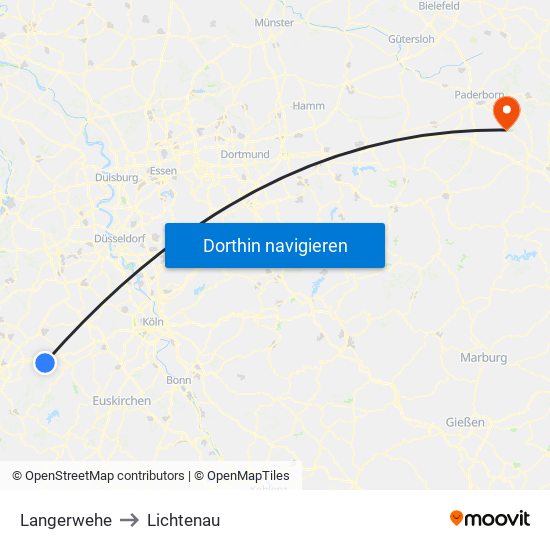 Langerwehe to Lichtenau map